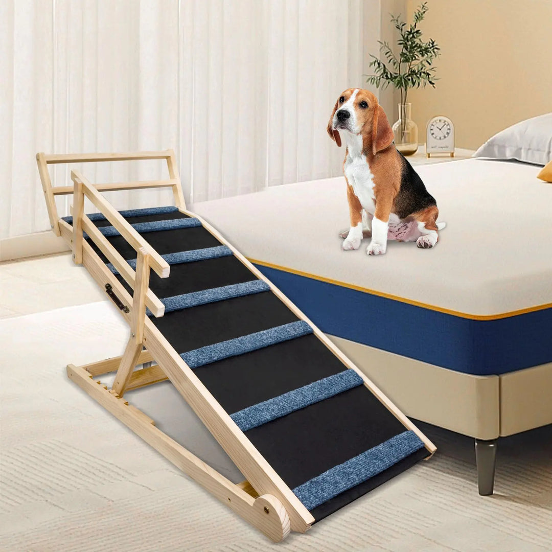 Solid Wood Adjustable Ramp with Safety Rails