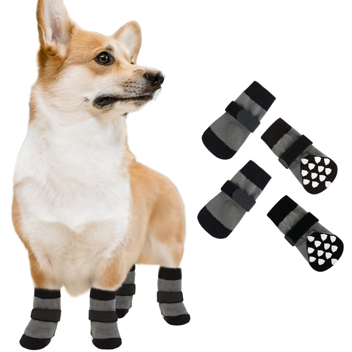 Anti-Slip Dog Socks with Grips for Small Medium Large Dogs Puppy Socks Prevent Licking Paws Dog Shoes for Hardwood Floors Non Slip (Black XS)
