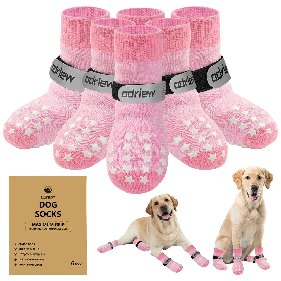 Double-Grip Anti-Slip Socks (6-Pack with Straps)